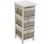 Versa Pompei Mueble para el Baño Auxiliar, con 3 cajones, Medidas (Al x L x An) 62 x 29 x 25 cm, Madera, Color Blanco