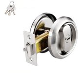 1Pcs Invisible Door Lock With Key Indoor Household Door Anti-theft Single Double-Sided Round Lock Stainless Safety Door Locks