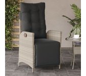 vidaXL Sillón reclinable de jardín con reposapiés ratán PE gris claro