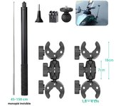 Action Camera Accessories For Insta360 One X2 X3 Motorcycle Bicycle Double Clip Bracket for GoPro 11 10 9 Bike Selfie Stick