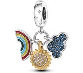 925 Sterling Silver Golden Sunflower Charms Butterfly Beads Fit Original Bracelets Women DIY Gold Plated Fine Jewelry Gifts