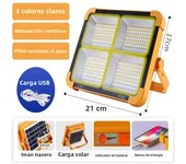 Lámpara De Inundación Solar Recargable 200W LED Portátil Para Exteriores Proyector De Luz Con Reflectivo Para Construcción