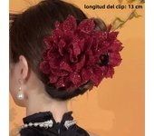Fashion Black Mesh Flower Hair Clip Women Shark Ponytail Clip Headdress Temperament Flower Hair Claw Headwear Hair Accessories