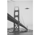 Flying Saucer (UFO) Above A Forest Poster Vintage Black White Photography Canvas Painting Wall Art Picture for Room Home Decor
