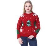 Jersey de Navidad para Mujer - Suéter Cálido con Diseño de Árbol de Navidad para Festividades y Celebraciones