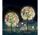 Lampe Solaire Pou Jardi Extérieu Lampe Décorative Pou Chemin IP6 Étanches Motif D Fleur Joli Couleu Blan Chaud