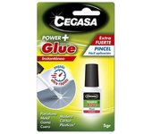 Cegasa power glue adhesivo instantaneo con pincel - pegamento fuerte - punta pincel - 5gr - color transparente