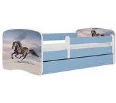 Cama 140 x 70 cm Kocot Kids com gaveta e colchão BabyDreams Galloping Horse Blue