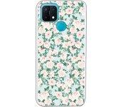 Funda compatible con Oppo A15 - Patron flores con fondo verde