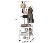 LUTODY - Perchero de pie, Zapatero, Compacto de varios niveles, Organizador esquinero de prendas y zapatos, Vertical, Tubo metal, Vestidor portátil para recibidor, Entrada, Sala de estar, Salón, Ligero y resistente