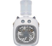 Aire acondicionado portátil, ventilador, enfriador de aire evaporativo de 4 velocidades, mini aire acondicionado personal USB con dibujos animados (gris)