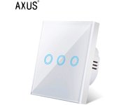 AXUS EU Touch Switch AC100-240V Led backlight Panel Tempered Crystal Glass wall Light sensory Switches 1/2/3 Gang Interruttore