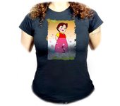 CAMISETA NEGRA MUJER HEIDI ABUELO SERIE ANTIGUA ANIME oferta tshirt manga clara pedro