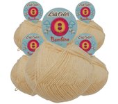 Lote 5 Ovillos de Lana Merino Bambino Especial Bebé 223 beige arena 100% Lana Virgen 50g - Aguja 2-3 Marca de LANAS LUZ COLOR