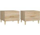 vidaXL Mesa de centro 2 uds madera ingeniería 50x50x40cm Blanco, Negro, Roble Sonoma Mesita de Salón o Comedor o Auxiliar Mesa de Café Meuble Salón
