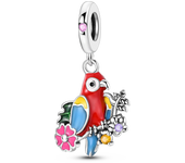925 Silver Plated Flowers Charms Beads Pendants Sunflower Butterfly Dangle fit Original Bangle Bracelet CZ Pave Jewelry Making