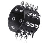 2024 New Cuff Wrap Gothic Wristband Bracelet Punk Rock Biker Wide Strap Pu Leather Bracelet Bangle Jewelry