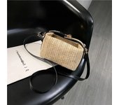 Fashion with Hardware Lock Crossbody Bag Trendy Large Capacity Simple Straw Handbag Soft Handle Beach Bag Women Girl