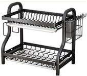 Escurridor para platos de cocina lava, escurridor para  con jaula para palillos cubierto,Escurridor de vajilla para el hogar organizador de vajilla para el hogar, organizador de accesorios de cocina de metal