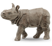 Schleich - Cría de Rinoceronte Indio - Figura Realista - Alimentación Interactiva
