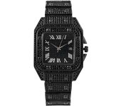 Reloj para mujer con calendario, forma cuadrada, piedras brillantes, letras romanas y estrellas, movimiento de cuarzo, un reloj de lujo y elegancia para la mujer