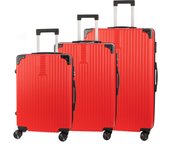 DAM Juego de 3 maletas Trolley, en material ligero ABS de alta resistencia con esquinas reforzadas. Cerradura numérica y 4 ruedas dobles extraíbles y giratorias 360°.  52x31x78Cm
