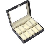 Hot Sale PU Leather Display Storage Collection Organizer Watch Box For Men Watch Display Case With Glass Top