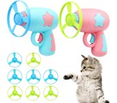 2 lanzadores de discos de 8 discos, juguetes interactivos de interior para gatos, juguetes de rastreo para gatos y perros, ejercicios de caza.
