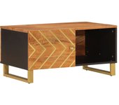 vidaXL Mesa de centro madera maciza de mango negro marrón 80x50x40 cm Mesita de Salón o Comedor o Auxiliar Mesa de Café Meuble Salón