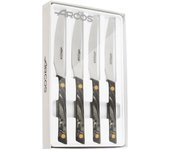 Arcos Serie Flysch | Juego de 4 Cuchillos de Mesa | Cuchillos Chuleteros | Hoja Serrada de Acero Inoxidable NITRUM de 110 mm | Apto para el lavavajillas | Mango Polimetil Metacrilato Color Azul