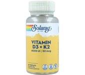 Vitamina D3 + K2 60 cápsulas vegetales  Solaray