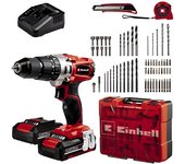 Taladro Percutor Einhell TE-CD 18/2 Li-i +64 PXC (18 V, 44 Nm, 2 Velocidades, 2 Baterías 2,0 Ah, Cargador Rápido, Maletín y Set de Accesorios de 64 Piezas)