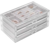 Caja de almacenamiento de joyas transparente de terciopelo