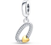 Fit Pandora 925 Original Bracelets 925 Silver Color 26 Gold Heart Zircon Letter Charms Beads DIY Creative Birthday Jewelry Gifts