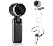 Ventilador portátil Regularlyk Turbo de 5 velocidades, miniventilador turbocargado, ajustable a 180°, plegable, 3 en 1, recargable por USB, para viajes, hogar y oficina (negro)