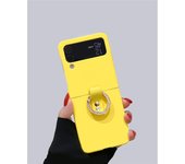 Cute Korean Portable Glitter Ring Yellow Simple Case for Galaxy Z Flip 3 5G Z Flip3 Flip4 Zflip3 Zflip4 Z Flip 4 Solid Cover