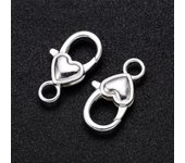 5/10pcs/lot 27x14mm Gold Silver Plated Rhodium Heart Shaped Lobster Clasp Hooks for Necklace&Bracelet Chain DIY Jewelry Making