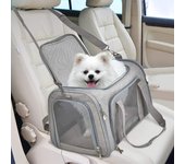 Una gran bolsa de transporte para mascotas con una gran capacidad que se puede plegar en segundos, para que puedas guardar a tu linda mascota donde quiera que vayas.