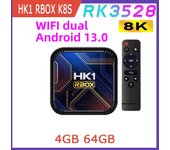 HK1 RBOX K8S RK3528 Android 13.0 Quad Core Rockchip 8K Dual Wifi 2.4G 5G BT4.0 Smart TV Box 2GB 4GB 16GB 32GB 64GB 100M LAN