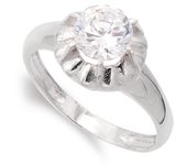 Inmaculada Romero Sortija Oro Blanco 18k Mujer Circonita Brillante Diseño Elegante