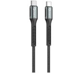Cable qcharx prague tipo c a tipo c 3a 100w - 1 m - aleación de aluminio negro cable trenzado suave
