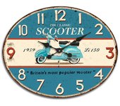 SIGNES GRIMALT Reloj Pared Scooter Azul de Mdf Vintage 39x1x49cm