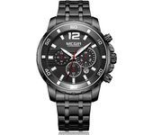 MEGIR Stainless Steel Chronograph Quartz Watches for Men's Waterproof Lumious Analogue 24-hour Sports Man Wristwatch Auto Date