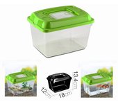 COTTECOTA-Acuario Terrario Verde Acuario de plástico para peces Terrario para insectos y tortugas,Plástico, Rejillas de ventilación, Asa para el transporte varias Medidas Caja de Cría de Peces Transparente Caja de Alimentación. Ref. 24192 24194 24196