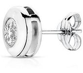 Inmaculada Romero Pendiente Suelto Oro Blanco 18k Chatón Circonita 8mm Mujer