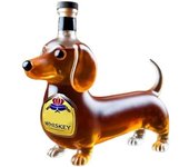 Botella de whisky con forma de perro salchicha, vaso de whisky con forma de perro salchicha esculpido en 3D, decantador de vino tinto único para amantes del whisky y los perros (A)