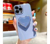 Plated Heart Stand Phone Case For iPhone 15 14 13 12 11 Pro Max Plus Soft Silicone Case