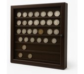 Vitrina Colecciones Monedas. Acabado Barniz Nogal. Ideal exponer tu colección. (40 * 5 * 40 cms)