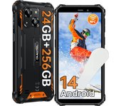 OUKITEL WP32 Pro Telefono Movil Resistente Android 14, 24(6+18) GB RAM+256GB ROM/1TB Movil Irrompible, 6300mAh Batería Móvil Rugerizado, Cámara Trasera De 20 MP + Cámara Frontal De 5 MP, 6.0” HD Dsiplay Moviles, IP68/4G Dual SIM/NFC/OTG/Face ID