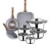 San Ignacio Batería de Cocina 8 Piezas en Acero Inoxidable con Sartenes y Asador